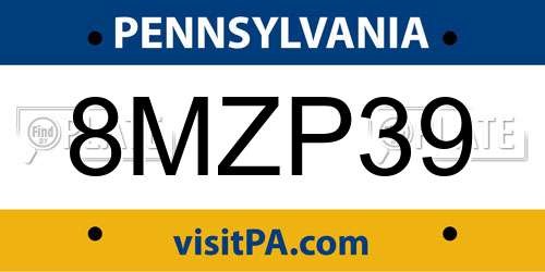 8MZP39 Pennsylvania License Plate