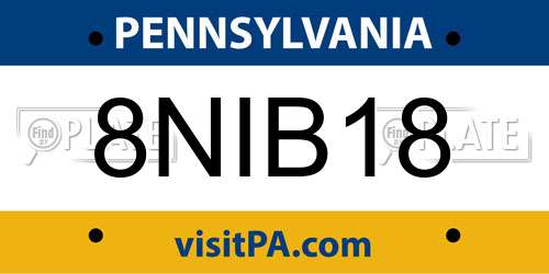 8NIB18 Pennsylvania License Plate
