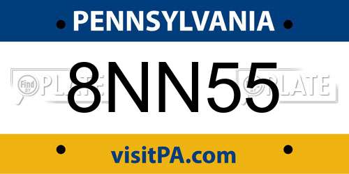 8NN55 Pennsylvania License Plate