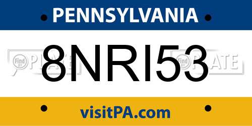 8NRI53 Pennsylvania License Plate