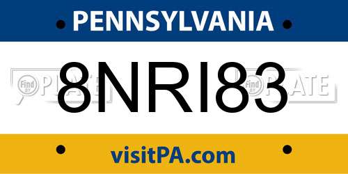 8NRI83 Pennsylvania License Plate