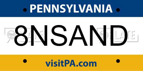 8NSAND Pennsylvania License Plate