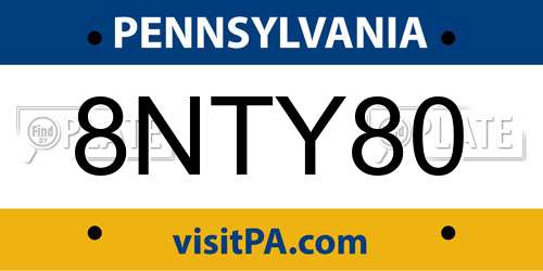 8NTY80 Pennsylvania License Plate