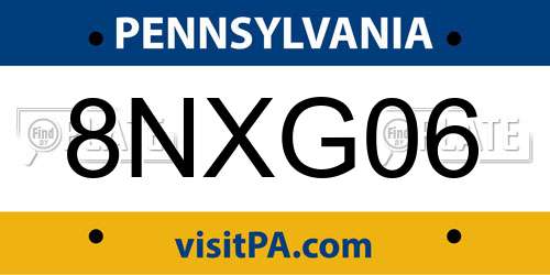 8NXG06 Pennsylvania License Plate