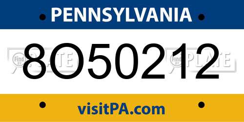 8O50212 Pennsylvania License Plate