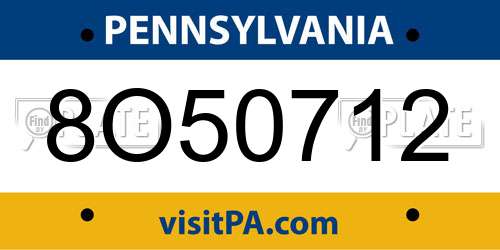 8O50712 Pennsylvania License Plate