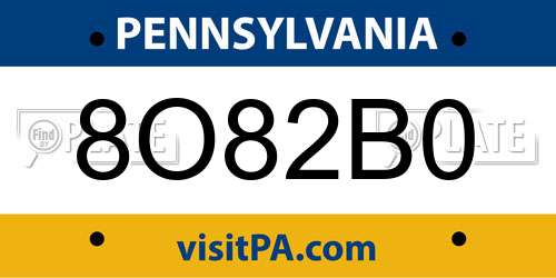 8O82B0 Pennsylvania License Plate