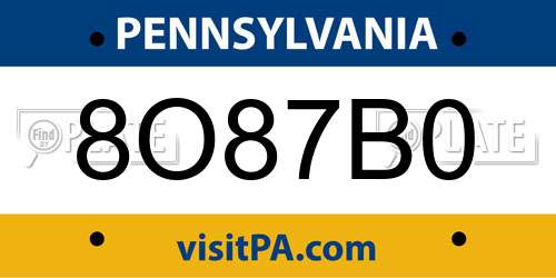 8O87B0 Pennsylvania License Plate