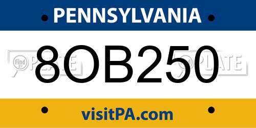 8OB250 Pennsylvania License Plate