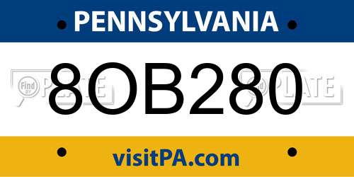 8OB280 Pennsylvania License Plate