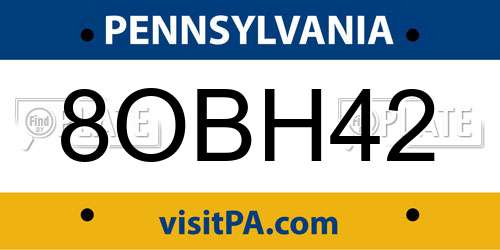 8OBH42 Pennsylvania License Plate