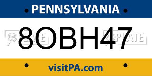 8OBH47 Pennsylvania License Plate