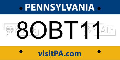 8OBT11 Pennsylvania License Plate