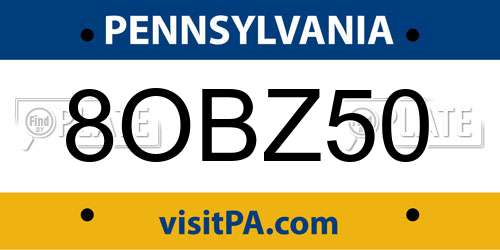 8OBZ50 Pennsylvania License Plate