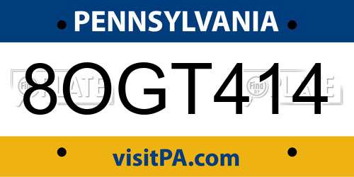 8OGT414 Pennsylvania License Plate