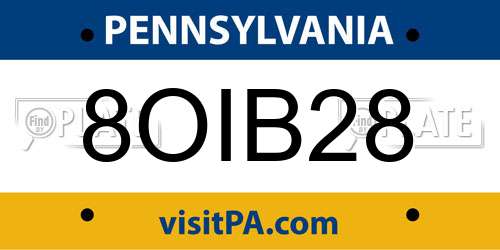 8OIB28 Pennsylvania License Plate
