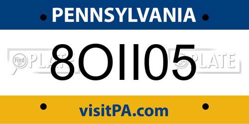 8OII05 Pennsylvania License Plate