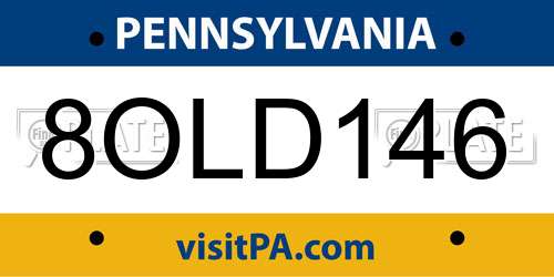 8OLD146 Pennsylvania License Plate
