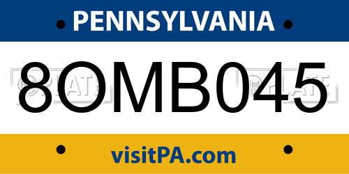 8OMB045 Pennsylvania License Plate
