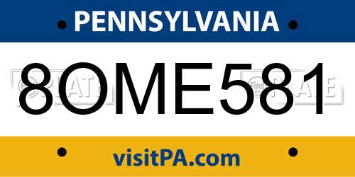 8OME581 Pennsylvania License Plate