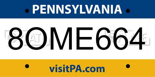 8OME664 Pennsylvania License Plate