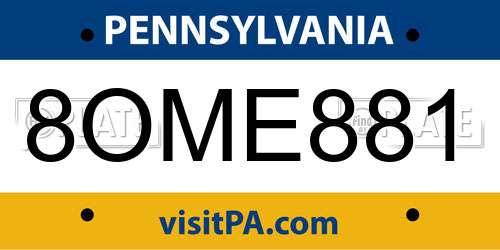 8OME881 Pennsylvania License Plate