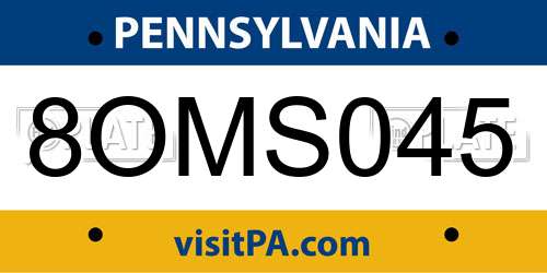 8OMS045 Pennsylvania License Plate