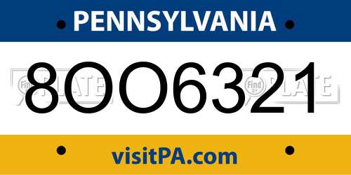 8OO6321 Pennsylvania License Plate