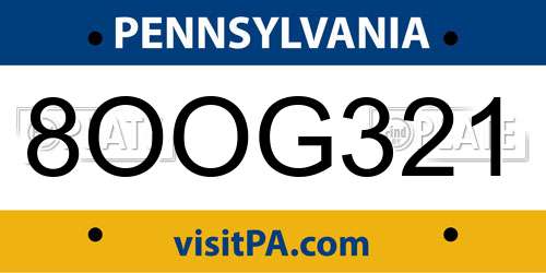8OOG321 Pennsylvania License Plate