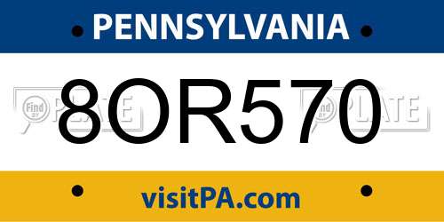 8OR570 Pennsylvania License Plate