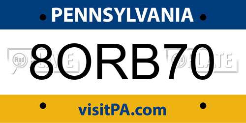 8ORB70 Pennsylvania License Plate