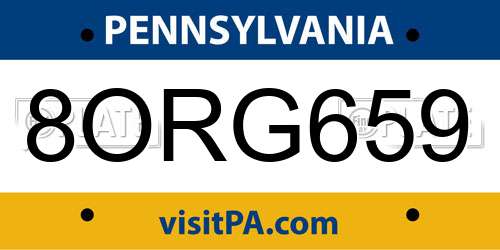 8ORG659 Pennsylvania License Plate