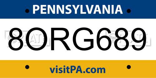 8ORG689 Pennsylvania License Plate