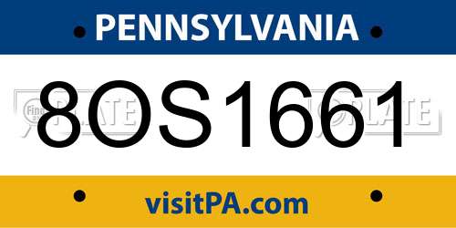 8OS1661 Pennsylvania License Plate
