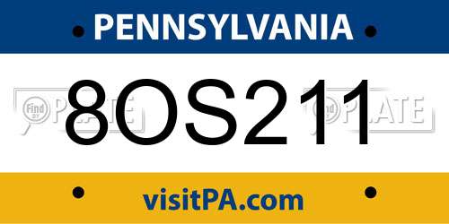 8OS211 Pennsylvania License Plate