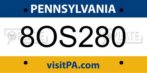 8OS280 Pennsylvania License Plate
