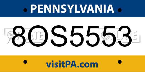 8OS5553 Pennsylvania License Plate