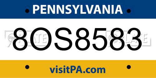 8OS8583 Pennsylvania License Plate