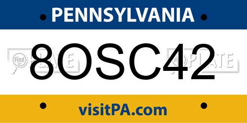 8OSC42 Pennsylvania License Plate