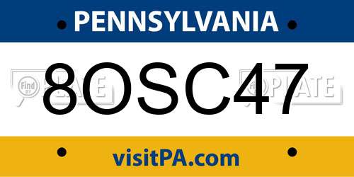 8OSC47 Pennsylvania License Plate