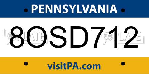 8OSD712 Pennsylvania License Plate