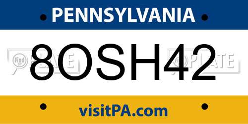 8OSH42 Pennsylvania License Plate