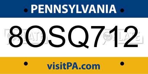 8OSQ712 Pennsylvania License Plate