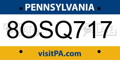 8OSQ717 Pennsylvania License Plate