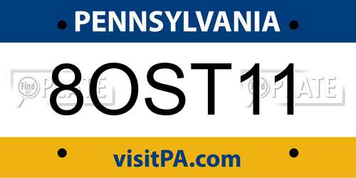 8OST11 Pennsylvania License Plate