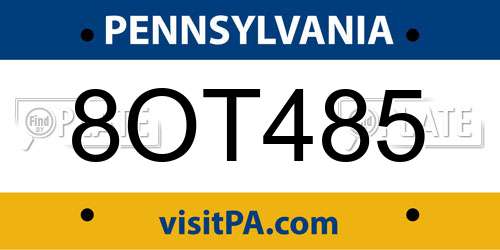 8OT485 Pennsylvania License Plate
