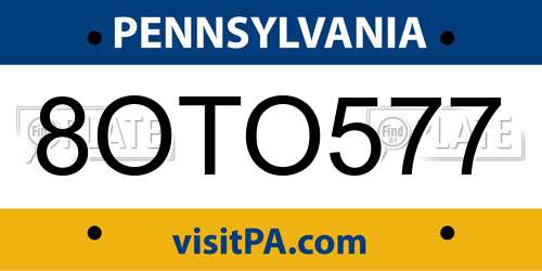 8OTO577 Pennsylvania License Plate