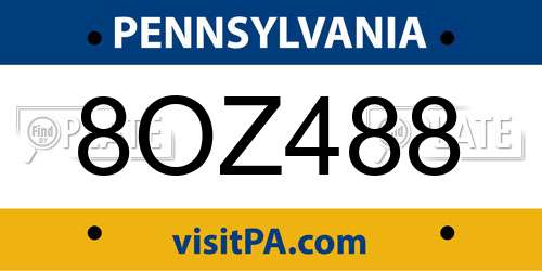 8OZ488 Pennsylvania License Plate
