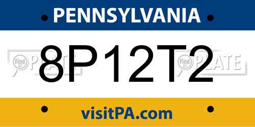 8P12T2 Pennsylvania License Plate