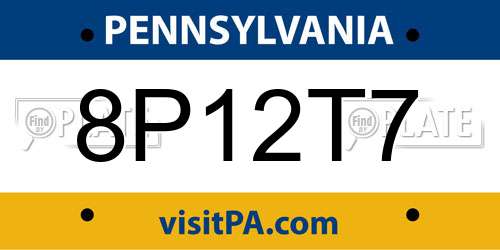 8P12T7 Pennsylvania License Plate